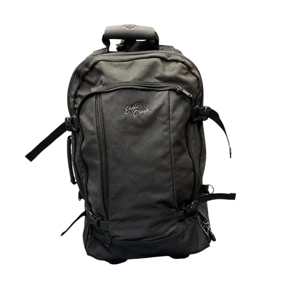 Eagle Creek Black Cordura Plus Rolling Backpack Convertible‎ Carry On Travel Bag